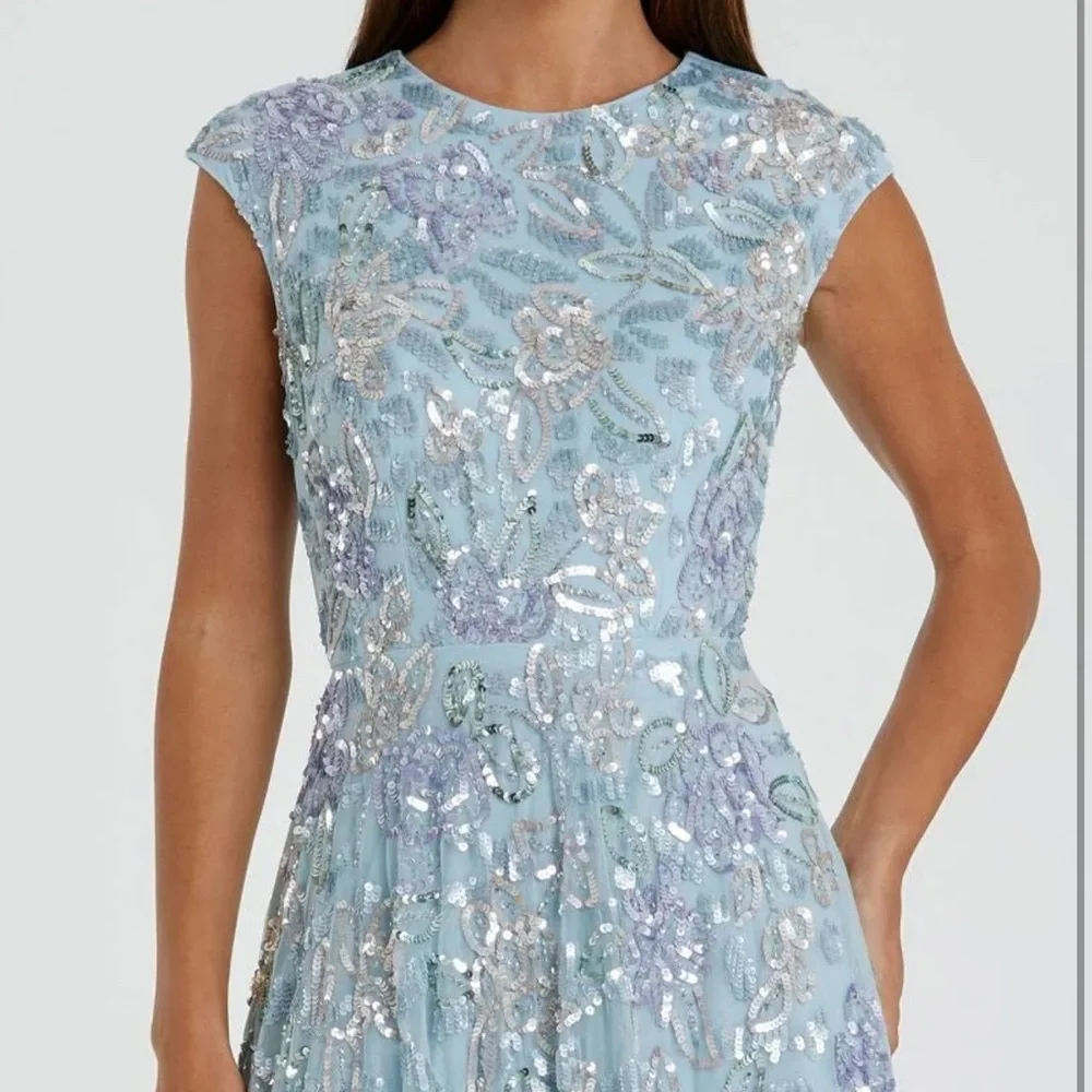 NWT Mac Duggal Light Blue Sequin Gown - Picture 2 of 5